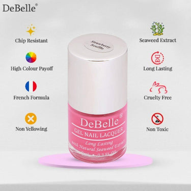 Debelle Gel Nail Polish Strawberry Souffle' (Bubblegum Pink Nail Paint)|Non Uv - Glossy Finish |Chip Resistant | Seaweed Enriched Formula| Long Lasting|Cruelty And Toxic Free| 8Ml